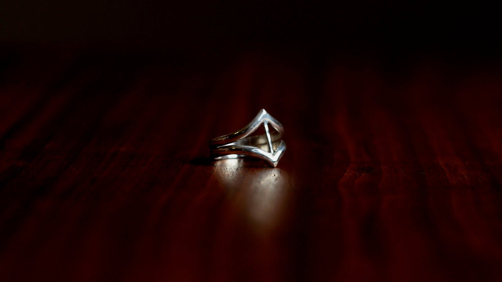 Sterling Silver Double V Ring