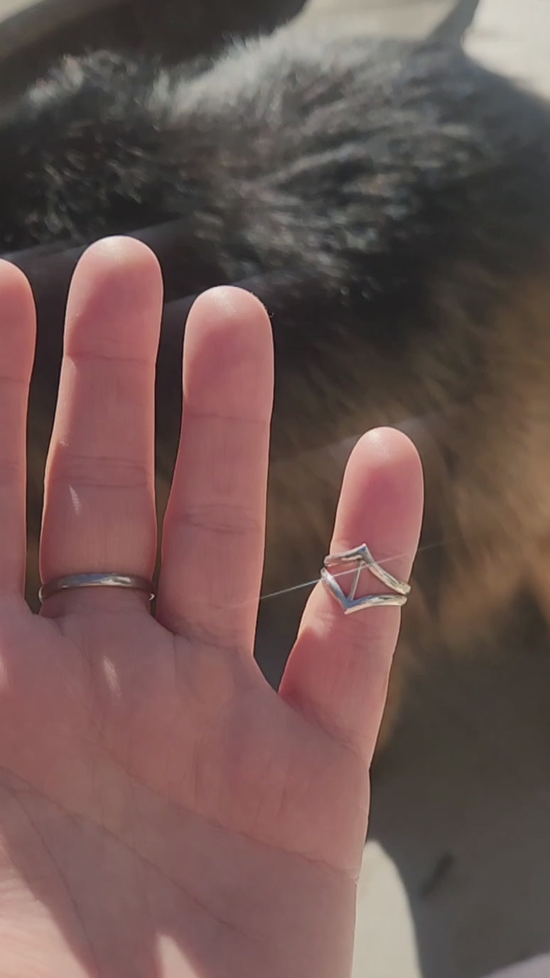 Sterling Silver Double V Ring